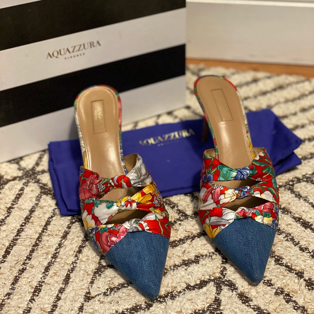 Aquazzura Mondaine Floral Print Mule